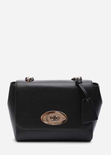 Where's That From Womens Noir Cross Body Chain Strap with lock fasten Bag In Black