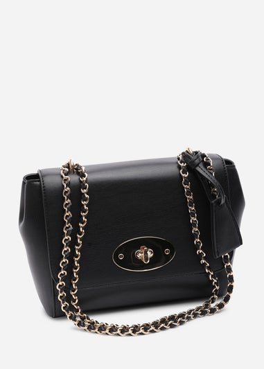 Where's That From Womens Noir Cross Body Chain Strap with lock fasten Bag In Black