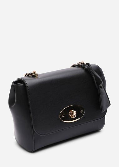 Where's That From Womens Noir Cross Body Chain Strap with lock fasten Bag In Black