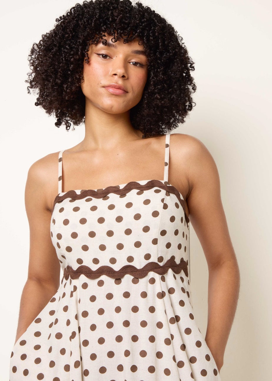 Blue Vanilla Stone Polka Ric Rac Midi Dress