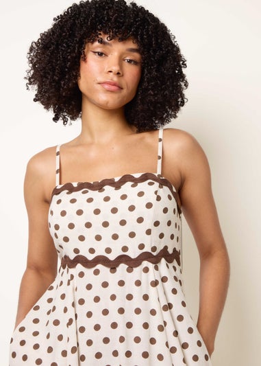 Blue Vanilla Stone Polka Ric Rac Midi Dress