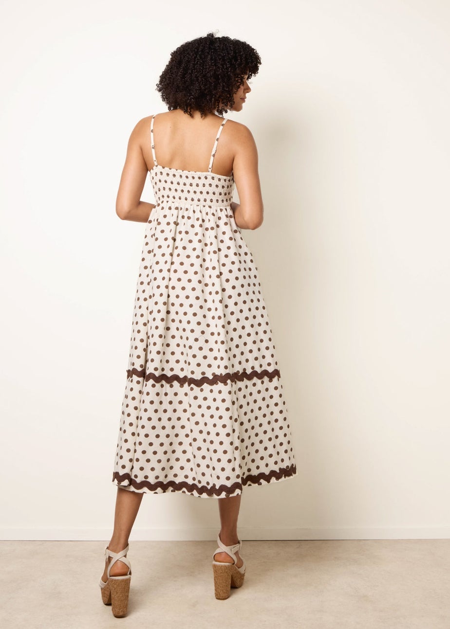 Blue Vanilla Stone Polka Ric Rac Midi Dress