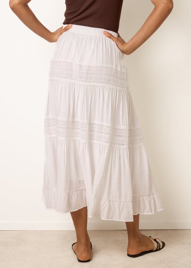 Blue Vanilla White Tiered Maxi Skirt