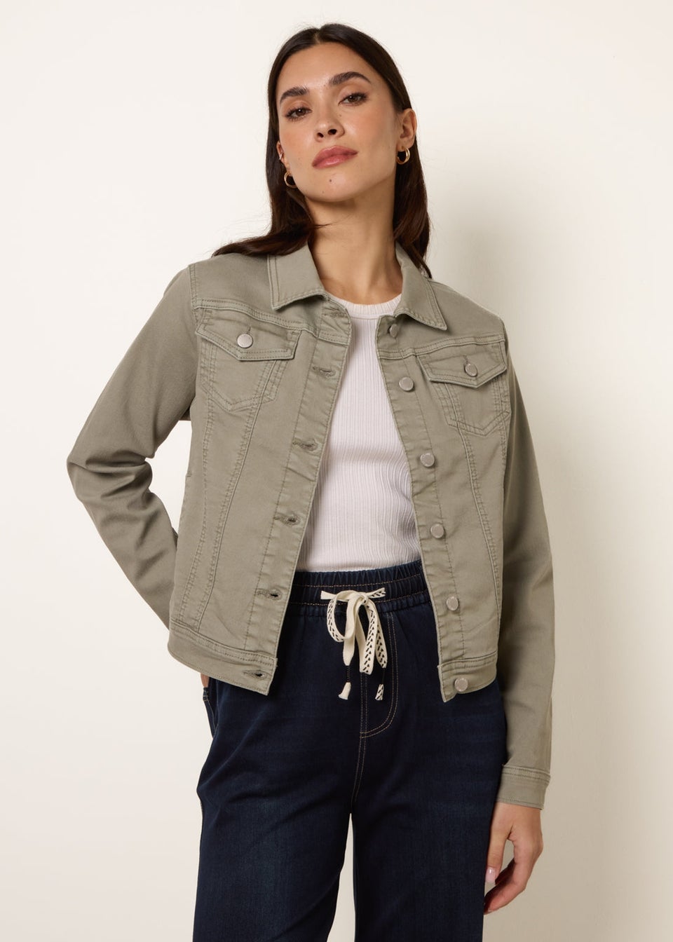Blue Vanilla Khaki Stretch Denim Jacket