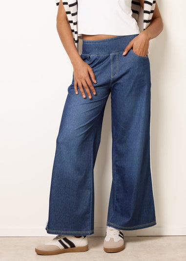 Blue Vanilla Blue Multi Stretch Side Stripe Deep Waistband Trousers