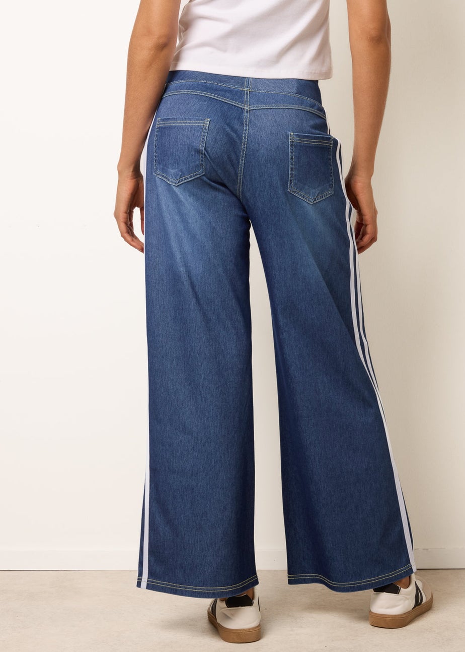 Blue Vanilla Blue Multi Stretch Side Stripe Deep Waistband Trousers