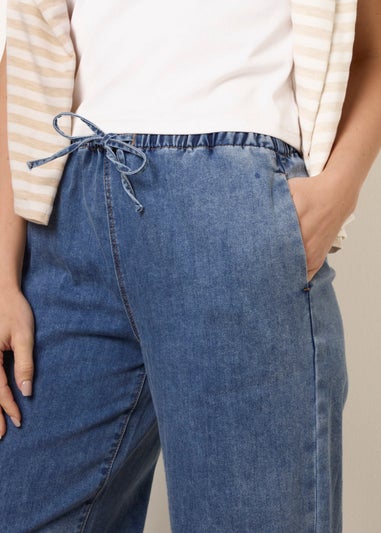 Blue Vanilla Blue Draw String Wide Leg Denim Trousers