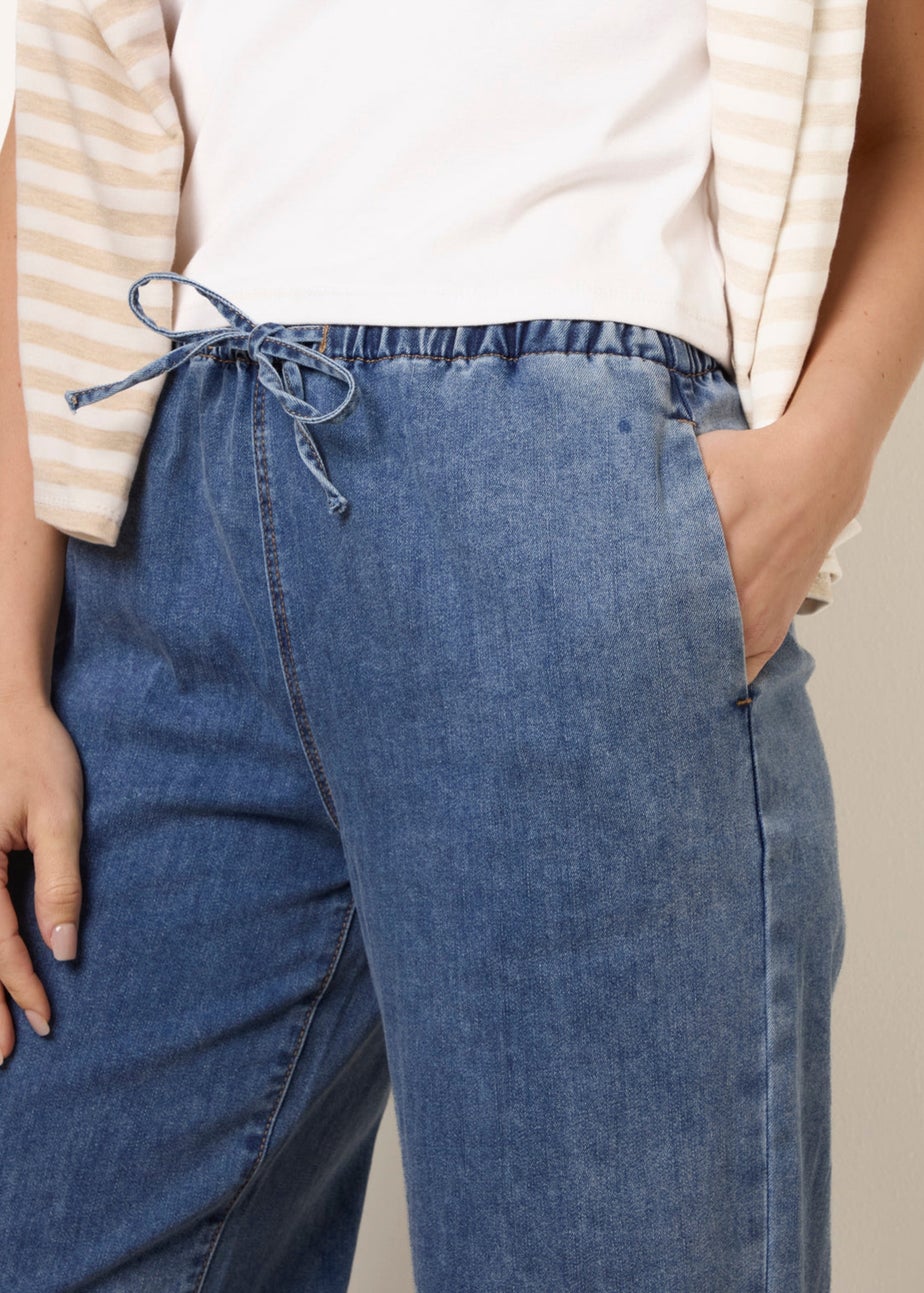 Blue Vanilla Blue Draw String Wide Leg Denim Trousers