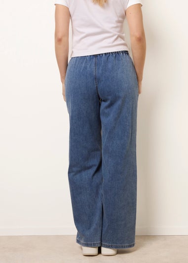 Blue Vanilla Blue Draw String Wide Leg Denim Trousers