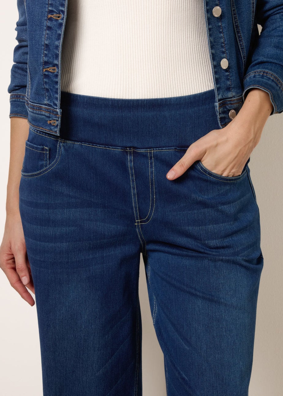 Blue Vanilla Navy Multi Stretch Deep Waistband Trousers