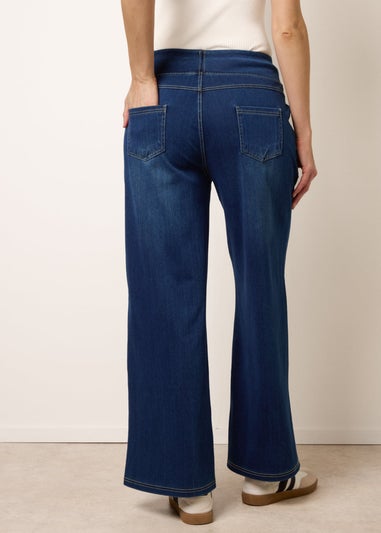 Blue Vanilla Navy Multi Stretch Deep Waistband Trousers