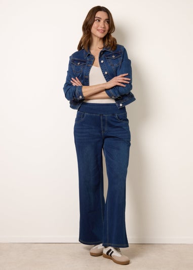 Blue Vanilla Navy Multi Stretch Deep Waistband Trousers