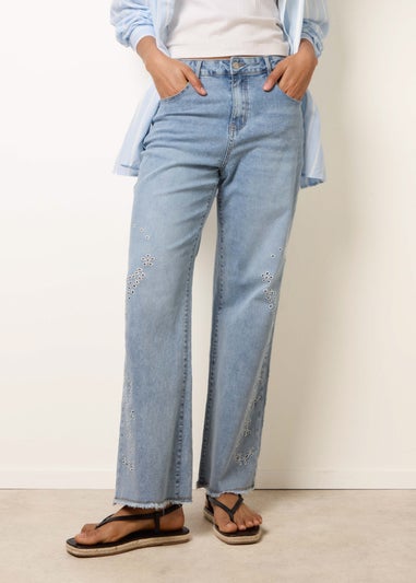 Blue Vanilla Blue Broidery Side Detail Jeans