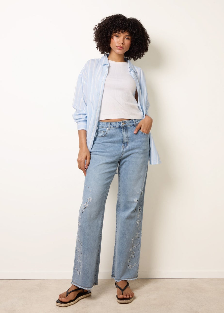 Blue Vanilla Blue Broidery Side Detail Jeans