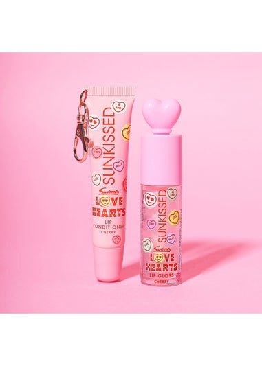 Sunkissed X Love Hearts Lip Gloss & Conditioner Lip Duo Gift Set Cherry