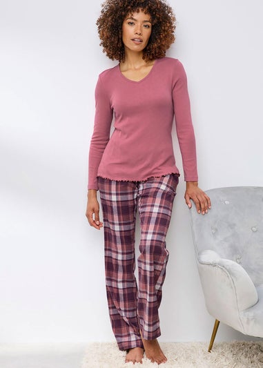 Cotton Traders Multi 2 Pack Long Sleeve Pointelle V Neck Tops