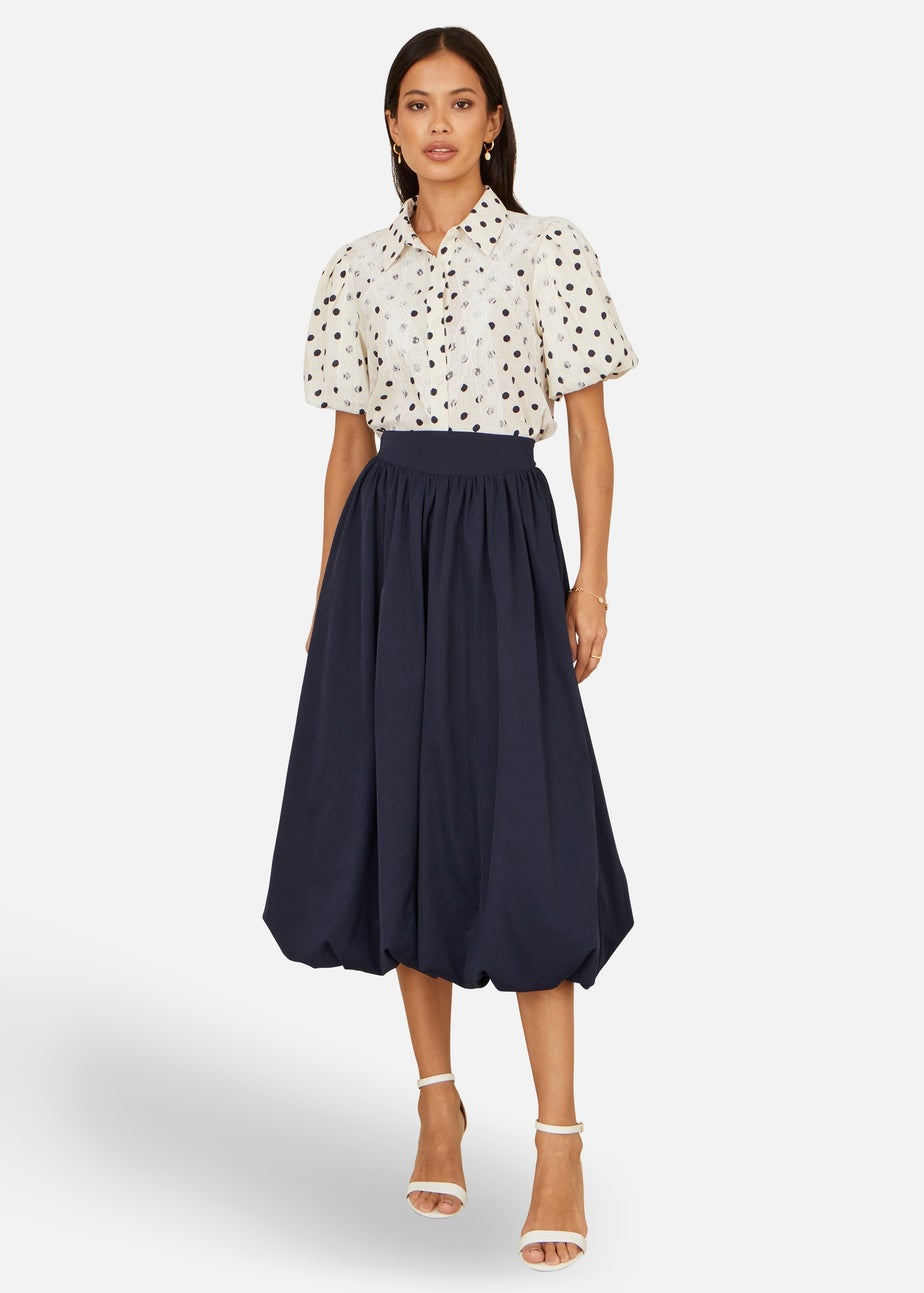 Yumi White Polka Dot Lace Boxy Shirt