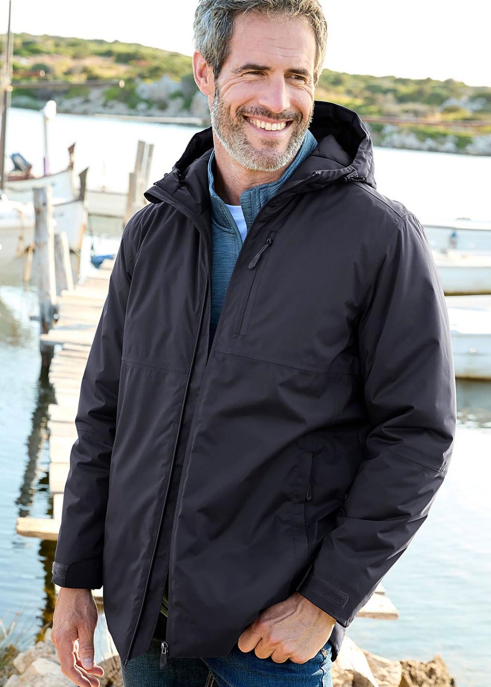 Cotton Traders Anthracite Quilt Lined Waterproof Jacket