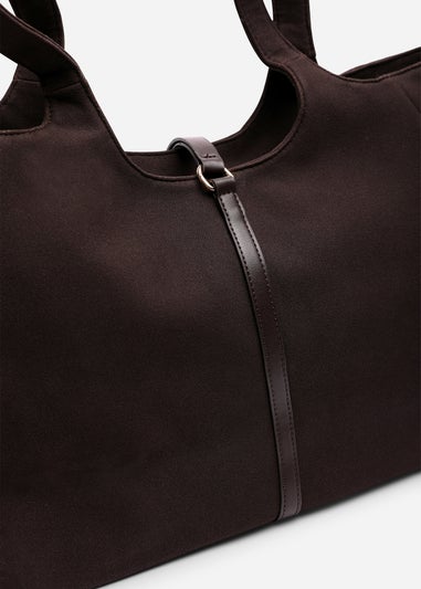 Where's That From Womens Cabana Dark Brown Suede Shoulder Tote Bag