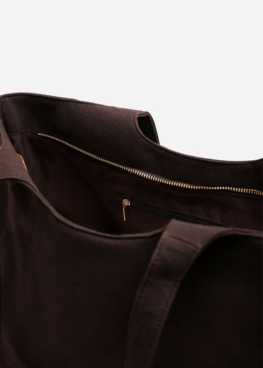 Where's That From Womens Cabana Dark Brown Suede Shoulder Tote Bag