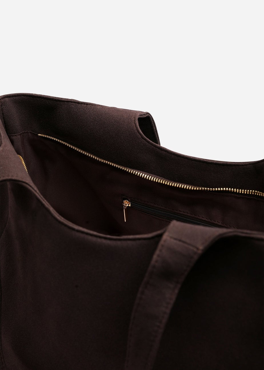 Where's That From Womens Cabana Dark Brown Suede Shoulder Tote Bag