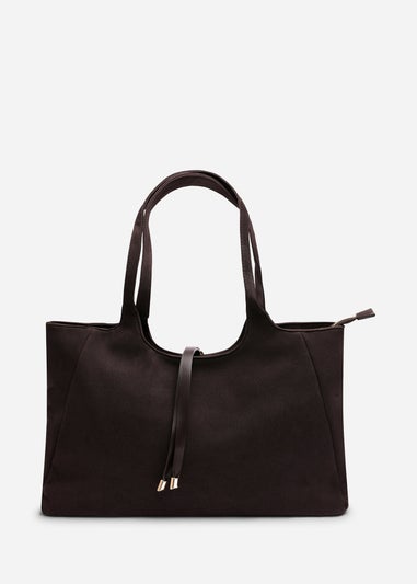 Where's That From Womens Cabana Dark Brown Suede Shoulder Tote Bag