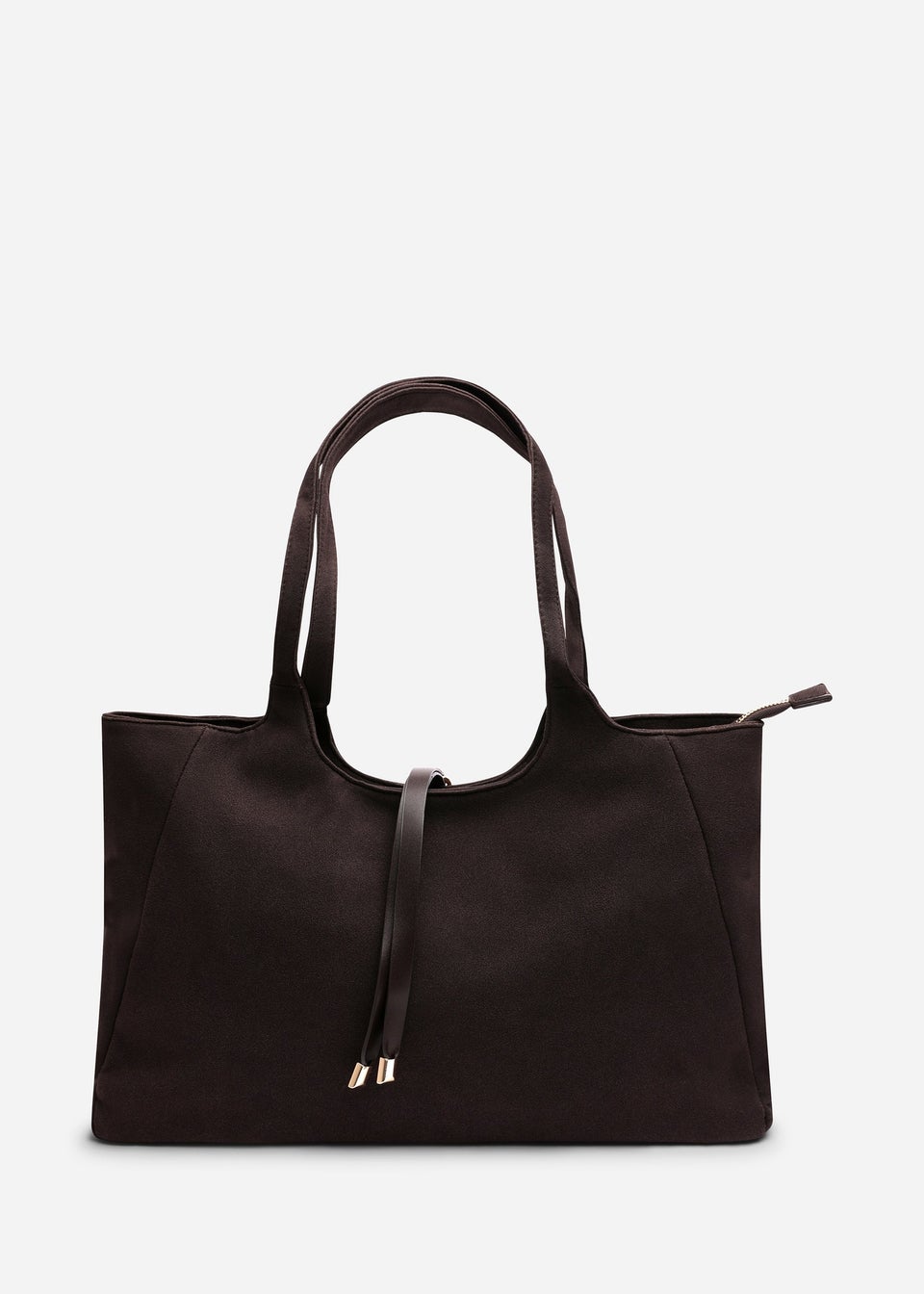 Where's That From Womens Cabana Dark Brown Suede Shoulder Tote Bag