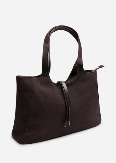 Where's That From Womens Cabana Dark Brown Suede Shoulder Tote Bag