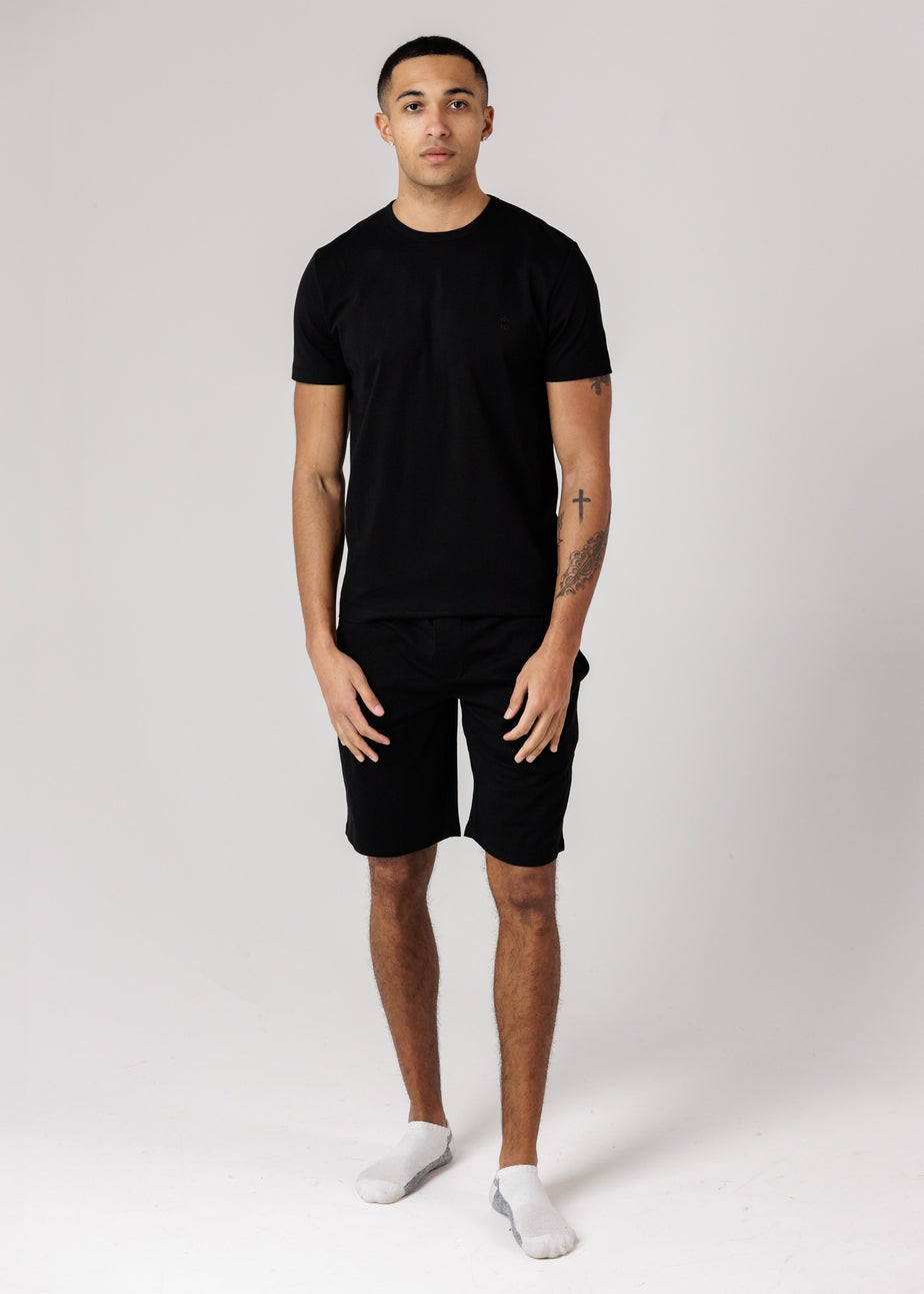 French Connection Black Cotton T-Shirt & Shorts Co Ord Set