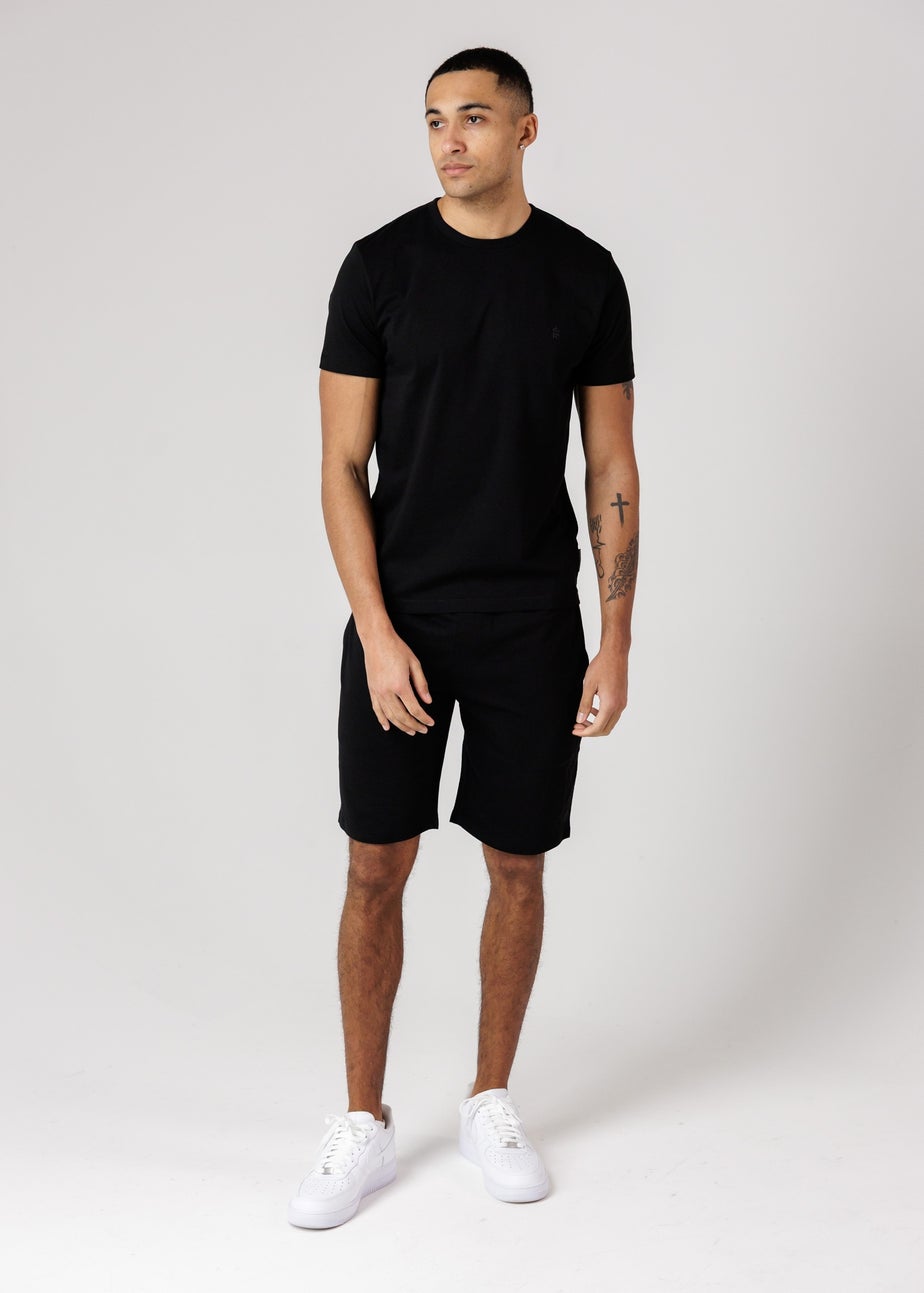 French Connection Black Cotton T-Shirt & Shorts Co Ord Set