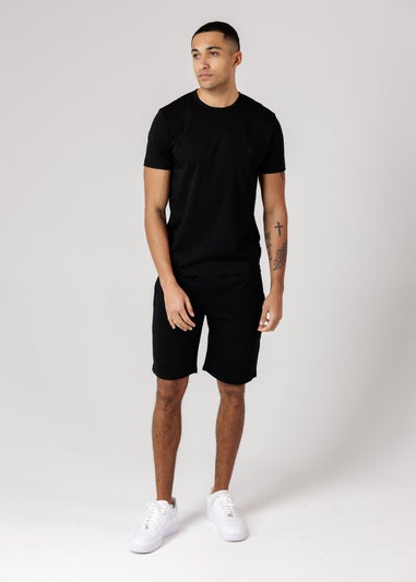 French Connection Black Cotton T-Shirt & Shorts Co Ord Set