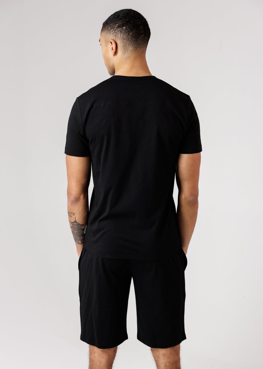 French Connection Black Cotton T-Shirt & Shorts Co Ord Set