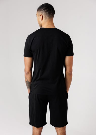 French Connection Black Cotton T-Shirt & Shorts Co Ord Set