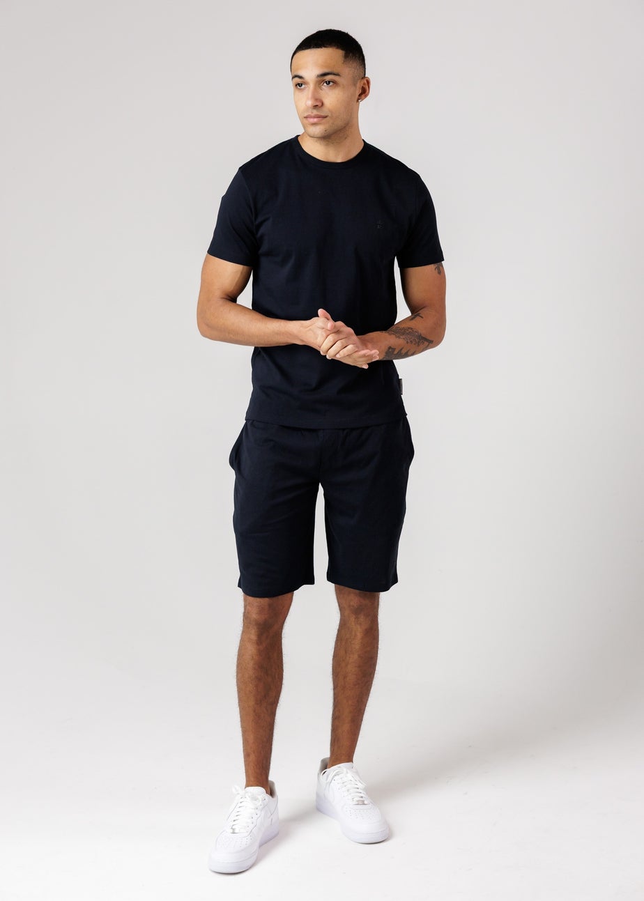 French Connection Navy Cotton T-Shirt & Shorts Co Ord Set