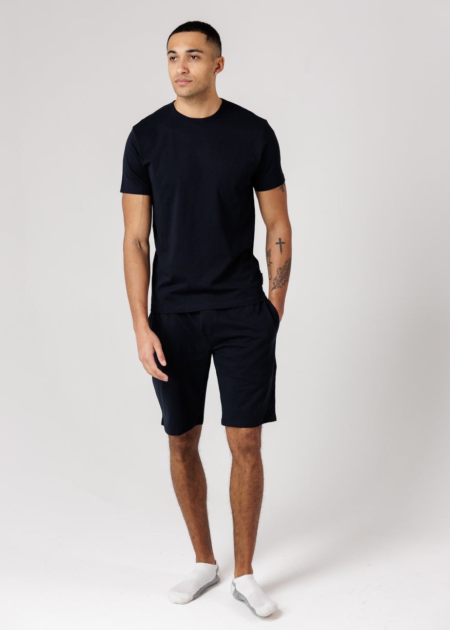 French Connection Navy Cotton T-Shirt & Shorts Co Ord Set