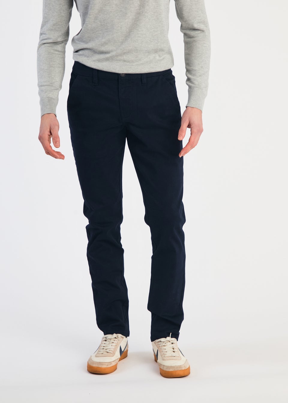 French Connection Navy Cotton Relaxed Fit Chino Trousers
