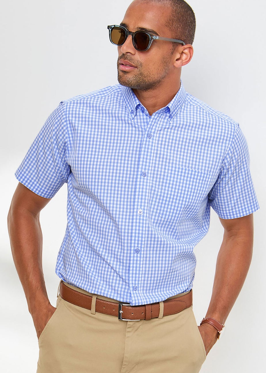 Cotton Traders China Blue Short Sleeve Classic Poplin Shirt