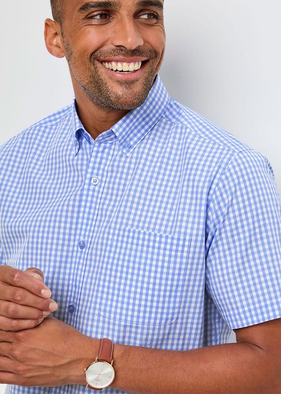 Cotton Traders China Blue Short Sleeve Classic Poplin Shirt