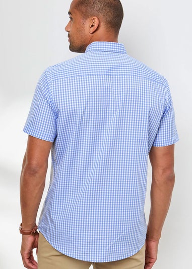 Cotton Traders China Blue Short Sleeve Classic Poplin Shirt