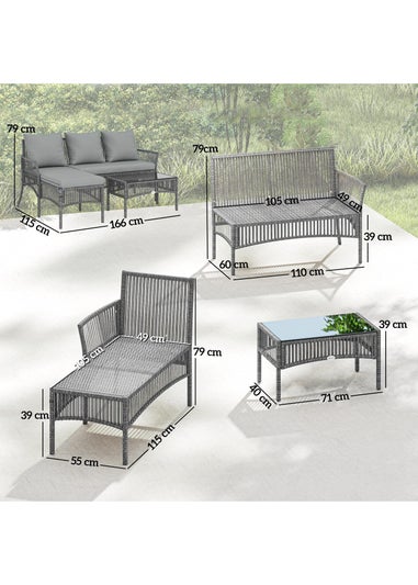 Outsunny Dark Grey 3 Piece Rattan Garden Furniture Set with Cushions