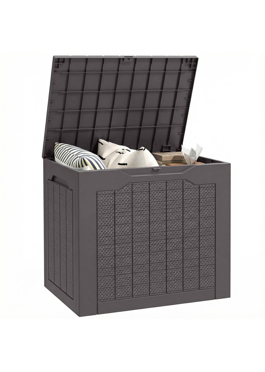 Outsunny Brown 93L Plastic Garden Storage Box, Storage Container w/ Handles