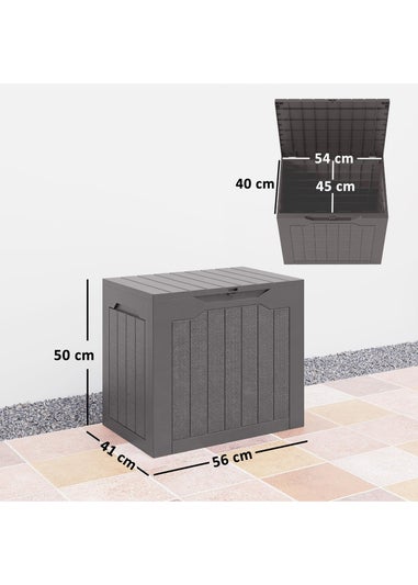 Outsunny Brown 93L Plastic Garden Storage Box, Storage Container w/ Handles