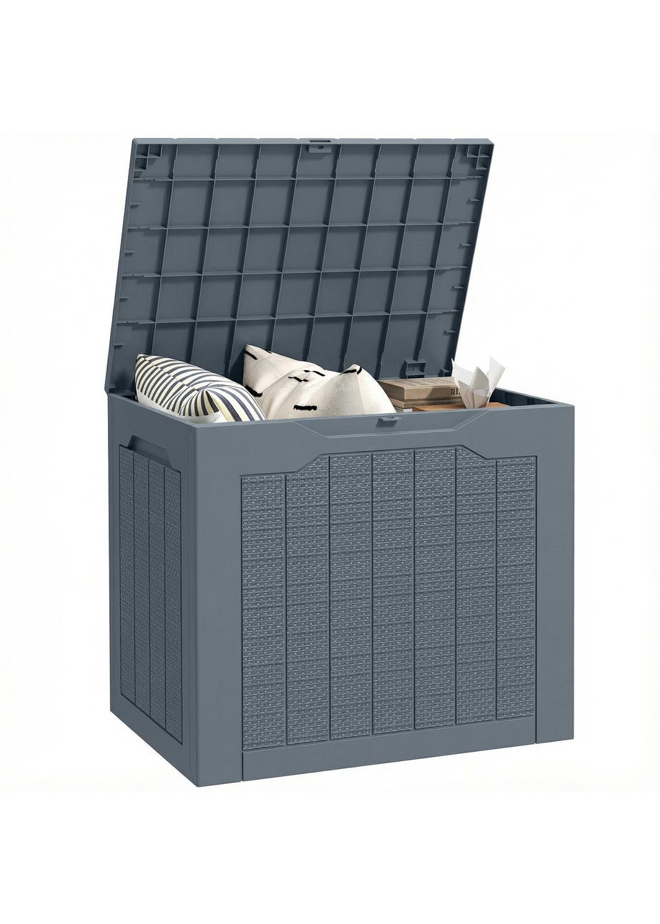 Outsunny Grey Plastic Garden Storage Box, Storage Container w/ Handles, 93L
