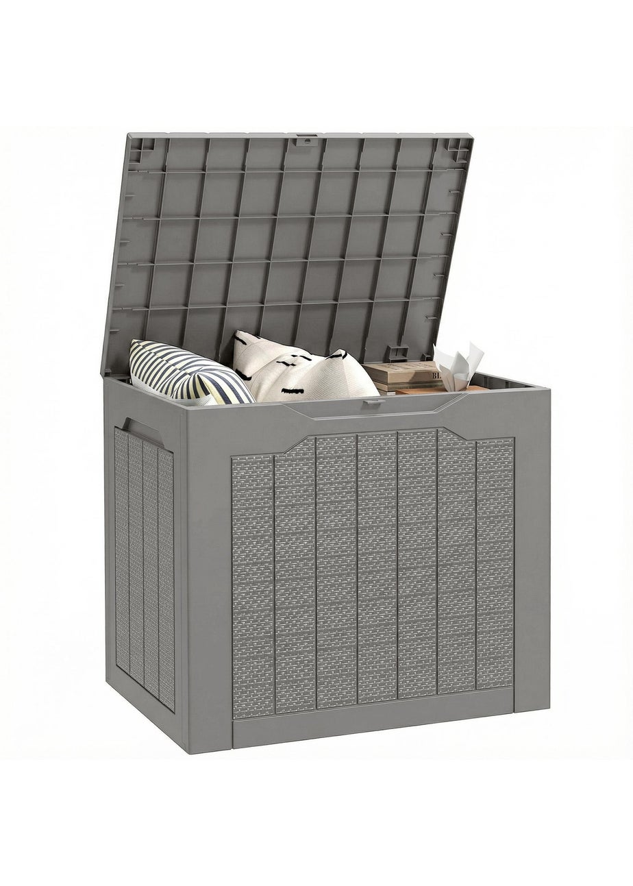 Outsunny Khaki Plastic Garden Storage Box, Storage Container w/ Handles 93L