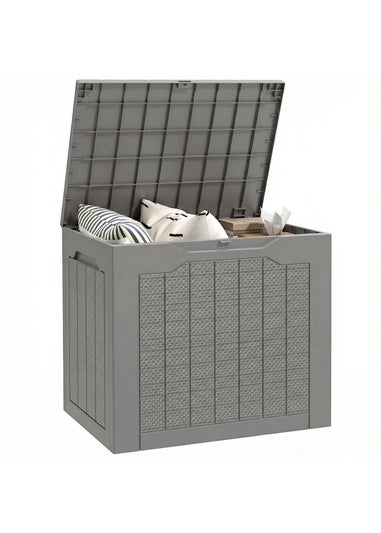 Outsunny Khaki Plastic Garden Storage Box, Storage Container w/ Handles 93L