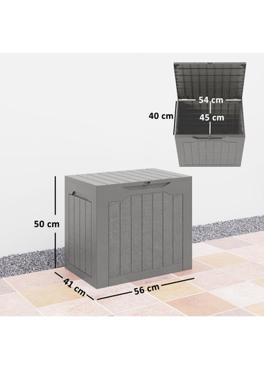 Outsunny Khaki Plastic Garden Storage Box, Storage Container w/ Handles 93L