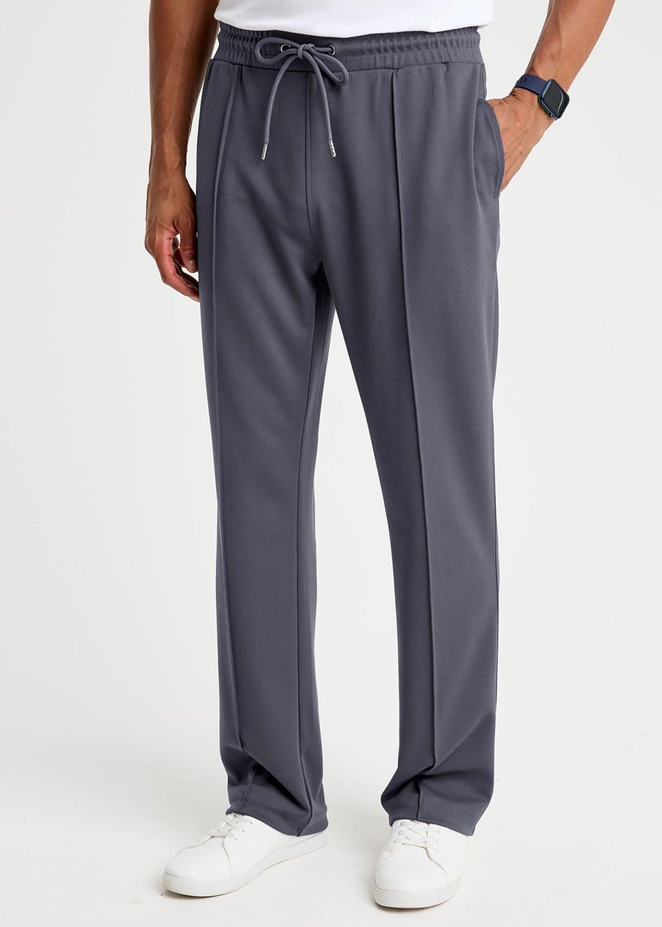 Cotton Traders Dark Steel Pintuck Jogger