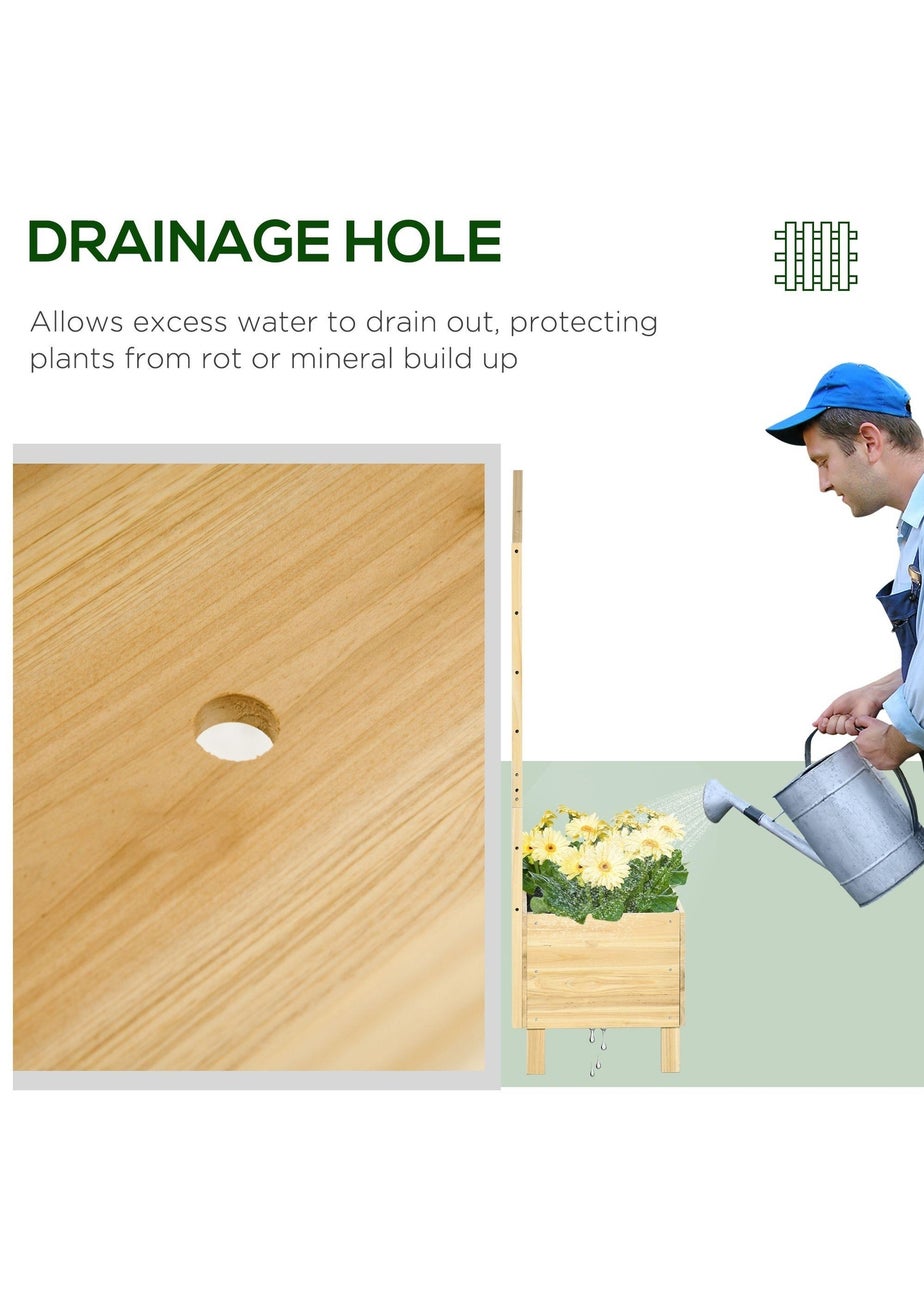 Outsunny Natural Wooden Garden Planters with Trellis for Vine Climbing Plants