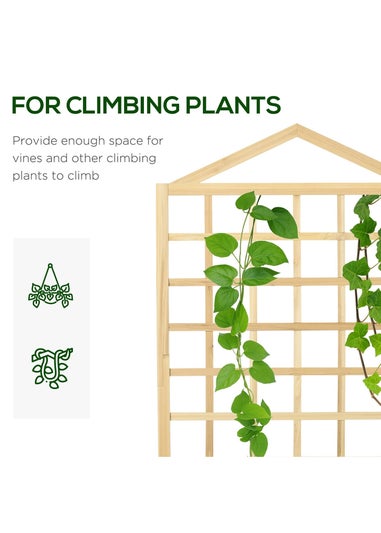 Outsunny Natural Wooden Garden Planters with Trellis for Vine Climbing Plants