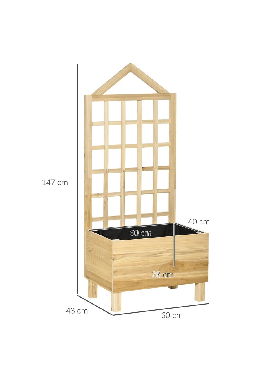 Outsunny Natural Wooden Garden Planters with Trellis for Vine Climbing Plants